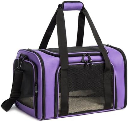 Cat Carrier Dog Carrier Pet Carrier Cat Bags for Small Medium Cats Dogs Puppies of 15 Lbs,of Airline Approved Small Dog Bag Soft Sided,Collapsible Travel Puppy Carrier (Large, Purple) by ROSEBB