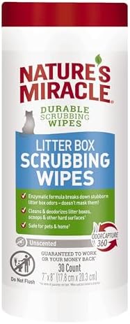 Nature's Miracle Cat Litter Box Scrubbing Wipes, Enzymatic Formula, 30 Ct by NaturesMiracle