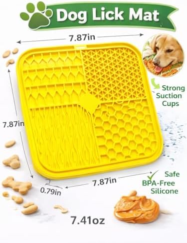 Lick Mat for Dogs and Cats, Food Grade Silicone Slow Feeder Mat with Strong Suction for Grooming, Bathing and Anxiety Relief, BPA-Free Pet Feeding Mat for Dental Care - Image 2