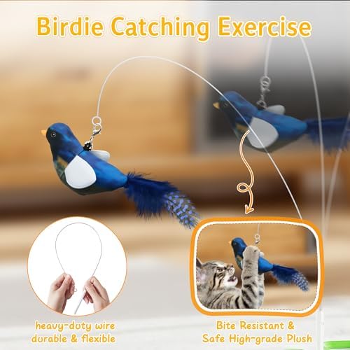 Automatic Cheese-Shaped Interactive Cat Toy – Flying Bird, 6-Hole Mole & Rotating Feather | USB Rechargeable Electronic Feather Toy for Indoor Adult Cats & Kittens, Relieves Boredom - Image 4