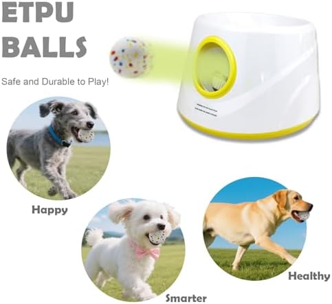 MEKAPLE Automatic Dog Ball Launcher, Upgraded Interactive Dogs Balls Thrower for Small and Medium Dogs, Distance Adjustable Mental Stimulating Dog Toys with 4 Durable Etpu Balls 2.2 Inch (Yellow) - Image 2