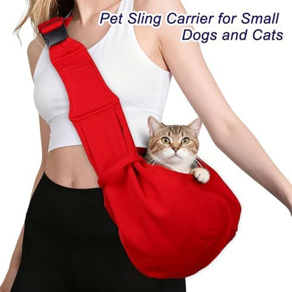 Pet Sling Carrier for Small Dogs and Cats Up to 16.5 Lbs, Hand-Free Reversible Dog Sling Carrier with Pocket, (Brown, 1 Pcs) Intended for Hiking/Camping/Traveling - Image 5
