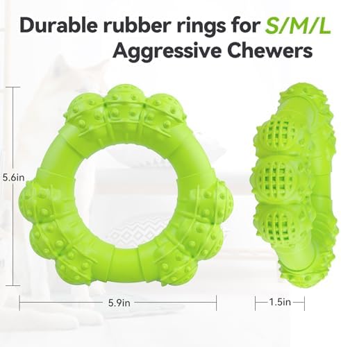 Indestructible Dog Chew Toys for Aggressive Chewers, Super Chewer Toys for Medium Large Dogs, Interactive Ring Toy, Heavy Duty Teething Toys - Image 2