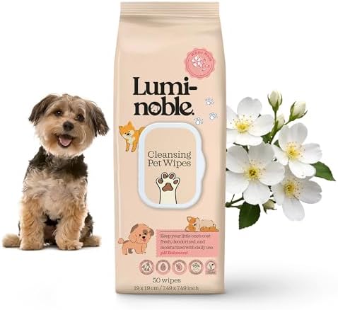 Puppy Wipes for Dogs & Cats, dog wipes cleaning deodorizing, 50 Ct by LumiNoble