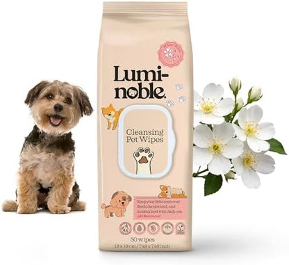 Puppy Wipes for Dogs & Cats, dog wipes cleaning deodorizing, 50 Ct by LumiNoble