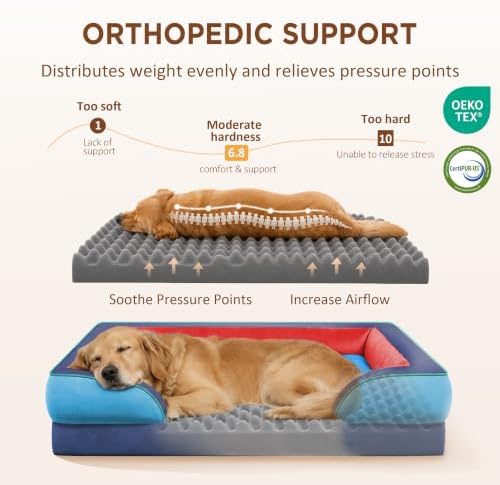 Comfort Expression Orthopedic Dog Beds for Large Sized Dog with Bolster - Image 2