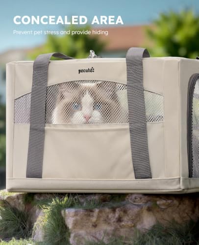 Pecute Cat Carrier Stable, Pet Carrier with Privacy Partition,Beige - Image 4