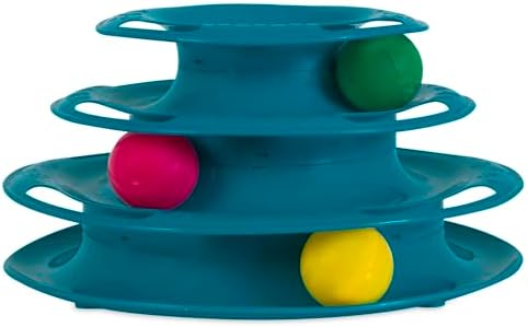 Pet Zone Busy Ball 3 Tier Plastic Cat Tower Rattle Toy, Includes 3 Balls - Image 4