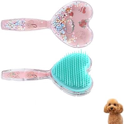 Small Soft Dog Grooming Brush, Pet Massage Hair Brush - Pink Blue by DEEUCHIS