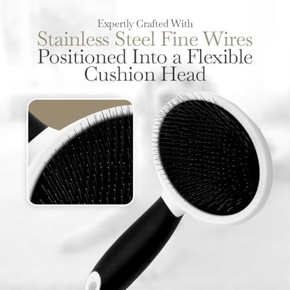 Fuller Brush Slicker Pet Brush - Angled Fine Steel Wires - Ergonomically Designed Rubberized Handle For Comfort & Control - Remove Shedding & Matted Hair - Tool For Grooming Dogs & Cat - Image 3