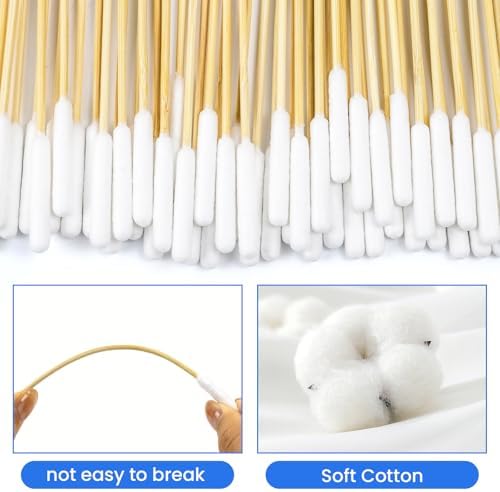 200Pcs 6 Inch Bamboo Cotton Swabs Large Tip Lint Free Cotton Buds - Image 3