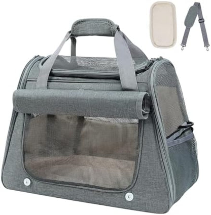 Airline Approved Soft-Sided Pet Carrier for Cats & Small Dogs - Ventilated Travel Bag with Removable Mat, Under 15 lbs, Grey by YooxArmor