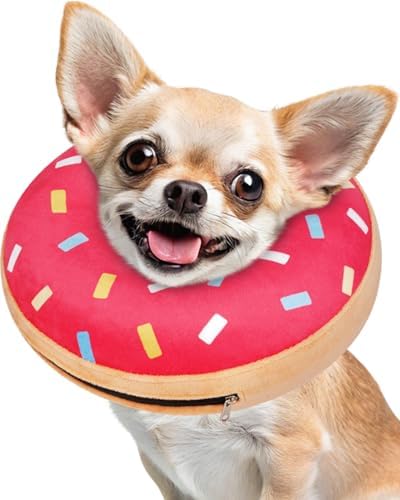 Inflatable Dog Pillow Cone Collar After Surgery, Donut Soft Neck Cone for Chihuahua Pomeranian Small Dogs, etc, Recovery E Collar to Stop Licking Pink Donut by Didopet