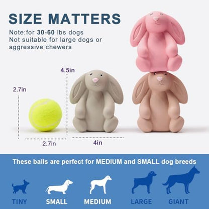 Squeaky Dog Toys for Medium Dogs, Soft Latex Bunny Squeaky Dog Ball, Cute Funny Squeak Rabbit Pet Toys - Image 4