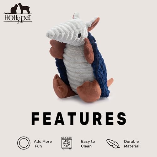 Hollypet Armadillo Squeaky Puppy Dog Toys for Small Medium Dogs, 8" - Image 6