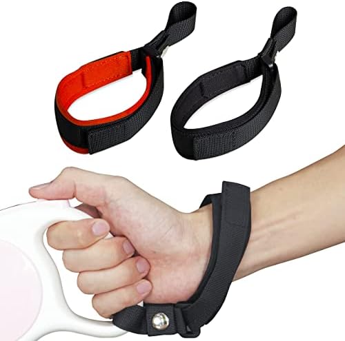 2 Pack Hands Free Adjustable Wrist Strap, Dog Leash Wrist Safety Strap, Soft Comfortable Diving Fabric (Black & Orange) by L%C3%B3ngF%C3%A8ngCh%C3%A9ngXi%C3%A1ng