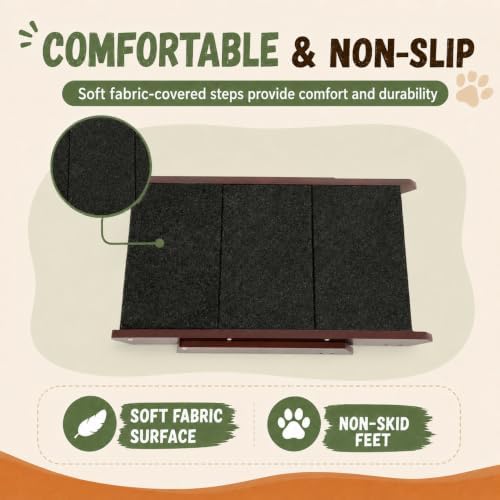 Wooden Dog Stairs & Ramp for Small Medium Dogs & Cats (Brown) - Image 5