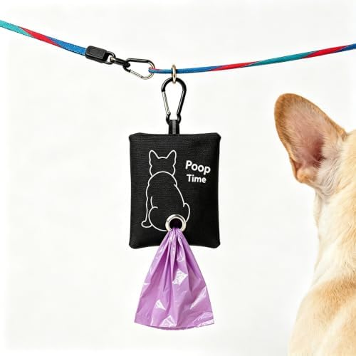 Black Leash Bag Holder Dog Poop Bag Holder with Clip (Black) - Image 3
