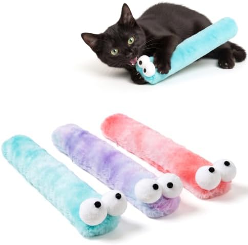 2BB Cat Kicker Toys 3 Pack, 13 Inch Quiet Catnip Toy Pillows for Indoor Cats, Soft Plush Refillable Kick Sticks for Kittens, Interactive Play & Exercise (Multi-Color) by 2BB