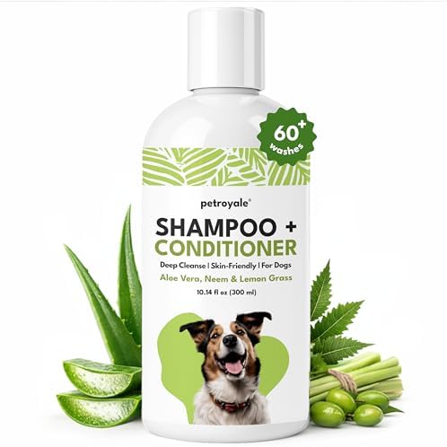 Dog Shampoo and Conditioner – Dog Shampoo for Shedding & Smelly Dogs – Aloe & Lemongrass Scent - Puppy Safe All Breeds Pet Friendly Dogs Shampoo (10.14 floz) by Petroyale