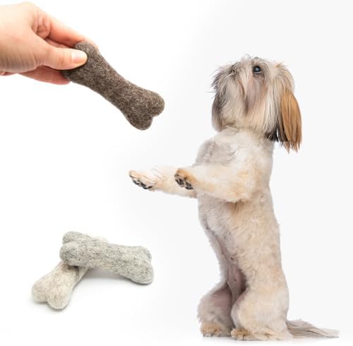 Glaciart One Felted Wool Dog Chew Bone Mini (3 Pcs)| Durable Dog Chew Toy, for Teething & Teeth Cleaning | Fetch Games & for Anxiety/Boredom | Great for Small Puppy - Image 3