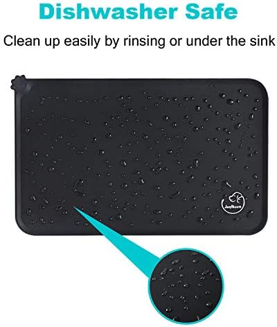 Silicone Waterproof Dog Cat Pet Feeding Mats, Non Slip, Easy Clean Pet Dog Cat Bowl Mats Placemat (24" x 16") Black - Image 6