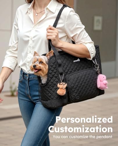 Pecute Dog Purse Carrier, Dog Carrier with Pockets for Small Dogs, Fits Dogs 5 lbs to 9 lbs, Cat and Puppies Tote Bag, Outing, Travel, Vet, Black - Image 4