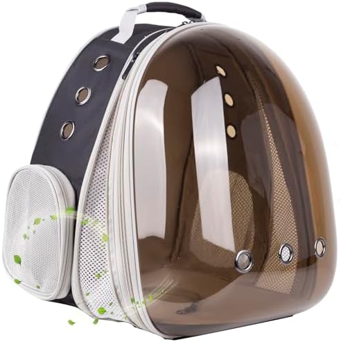 Front Expandable Cat Backpack Carrier, Fit up to 20 lbs, Polarized Tinted Brown Bubble Window Pet Carrier Backpack for Large Fat Cat and Small Puppy by halinfer
