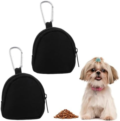 2 PCS Dog Treat Pouches for Pet Training 3in Mini Black Portable Dogs Treats Bag for Travel Outdoor Use Reusable Small Dogs Treats Container by Unknown