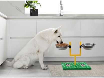 NCAA Mississippi State Bulldogs Goalpost Football Field Dog Feeder – Adjustable Elevated Dog Bowls with Stand, 2 Stainless Steel Bowls, Non-Slip Rubber Feet, Raised Pet Feeder for Large & Small Dogs - Image 3