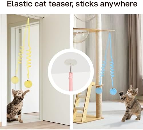 Potaroma Hanging Fluffy Cat Catnip Ball Toys 3 Pcs with Bell, Interactive Cat Teaser Retractable Toys Indoor Kitten Play Chase Exercise Physical Stimulation - Image 5