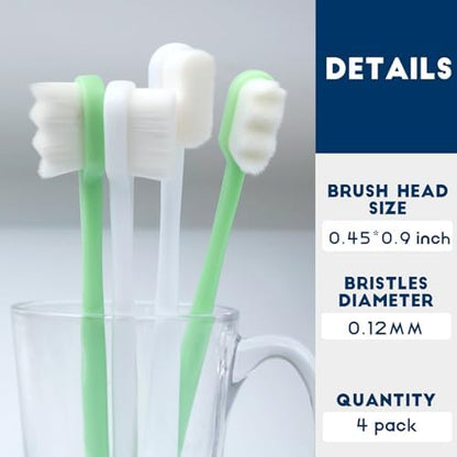 Dog Toothbrush Kit, Ultra Soft Pet Tooth Brush for Medium to Large Dogs & Cats 4 Pack, Balckwhite - Image 6