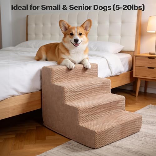 PAWISE 4-Step Dog Stairs, Breathable Mesh Non-Slip Pet Steps for High Beds - Image 6