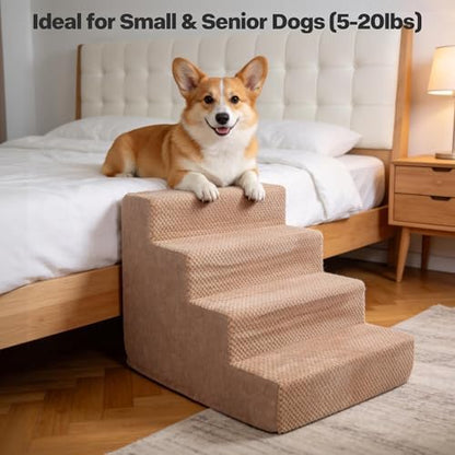 PAWISE 4-Step Dog Stairs, Breathable Mesh Non-Slip Pet Steps for High Beds - Image 6