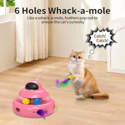 MOHAYA Automatic Cat Toys,4-in-1 InteractiveCat Toys for Bored Indoor Adult Cats, Electric Flying Butterfly,Rechargeable Moving Ambush Feather,Pink Kitter Toy Track Balls - Image 4