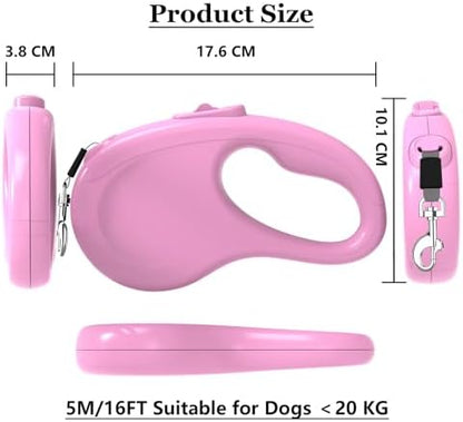 Retractable Dog Leash for Small Medium Dogs, 16Ft/5M, Pink - Image 2