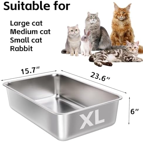 Stainless Steel Litter Box XL,Metal Cat Litter Box for Big Cats - Image 3