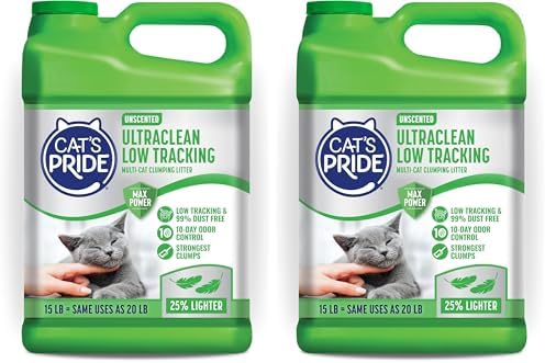 Cat's Pride Max Power: UltraClean Low Tracking Multi-Cat Clumping Litter - Keeps Paws & Home Clean - Up to 10 Days of Powerful Odor Control - 99% Dust Free - Unscented,15 Pounds,(Pack of 2) by CatsPride