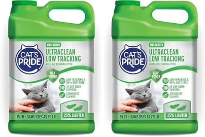 Cat's Pride Max Power: UltraClean Low Tracking Multi-Cat Clumping Litter - Keeps Paws & Home Clean - Up to 10 Days of Powerful Odor Control - 99% Dust Free - Unscented,15 Pounds,(Pack of 2) by CatsPride