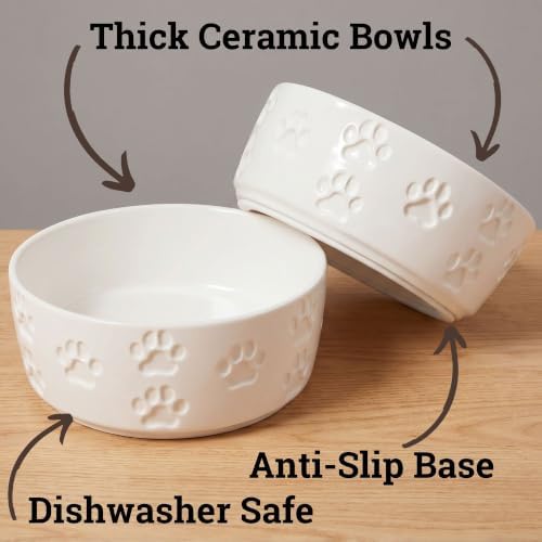 Ceramic Dog Bowl Set of 2 with Anti-Skid Base, 5.5"W x 2"H, 2 Cup Capacity - Image 2