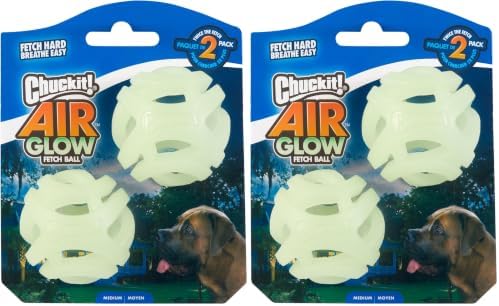 Chuckit! Air Glow Fetch Ball Dog Toy, Medium (2.5 Inch) Pack of 2, for Breeds 20-60 lbs by Chuckit