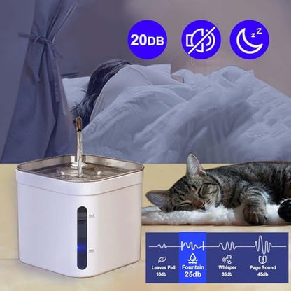 Cat Fountains for Drinking, Stainless Steel Bowl Cat Water Fountain,Water Dispenser for Cats, 74OZ/2.2L Water Fountains for Cats Indoor - Image 4