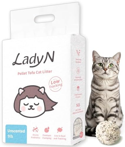 Lady N Pellet Tofu Cat Litter, Strong Clumping, Low Tracking Unscented 9lb by LadyN