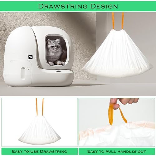 40 Count Drawstring Automatic Cat Litter Box Liner Bags, Disposable Heavy Duty Cat Litter Liners, Replaced Litter Box Bags Suit for PuraX PuraMax PuraMax2 - Image 6