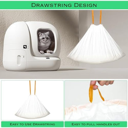 40 Count Drawstring Automatic Cat Litter Box Liner Bags, Disposable Heavy Duty Cat Litter Liners, Replaced Litter Box Bags Suit for PuraX PuraMax PuraMax2 - Image 6