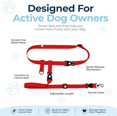 The Buddy System - Hands Free Dog Leash - Regular Dog, X-Large, Red - Image 3