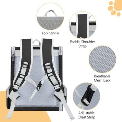 Cat Backpack Carrier Large Pet Backpack for Small Dog Medium Cat Puppy Kitten Bunny up to 15lbs, Ventilated Mesh Dog Collapsible Travel Backpack for Hiking Walking Outdoor - Image 4