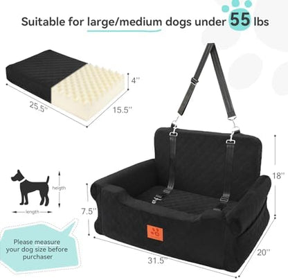 Dog Car Seat for Large/Medium Dogs Uuder 55 lbs, Memory Foam Car Dog Bed - Image 2