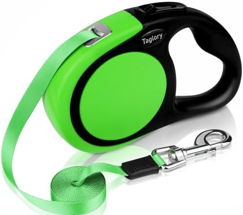 Taglory Retractable Dog Leash, One-Handed Brake, 16ft, Up to 44 lbs, Green by Taglory