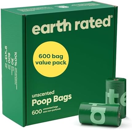 Earth Rated Dog Poop Bags on Refill Rolls, 600 Bags, Unscented by EarthRated